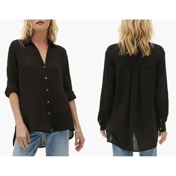 Michael Stars Women Leo Plaid Gauze Button Down Long Sleeve Shirt Sz XL - Picture 6 of 10